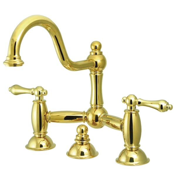 KS3912AL Restoration Bathroom Bridge Faucet, Polished Brass